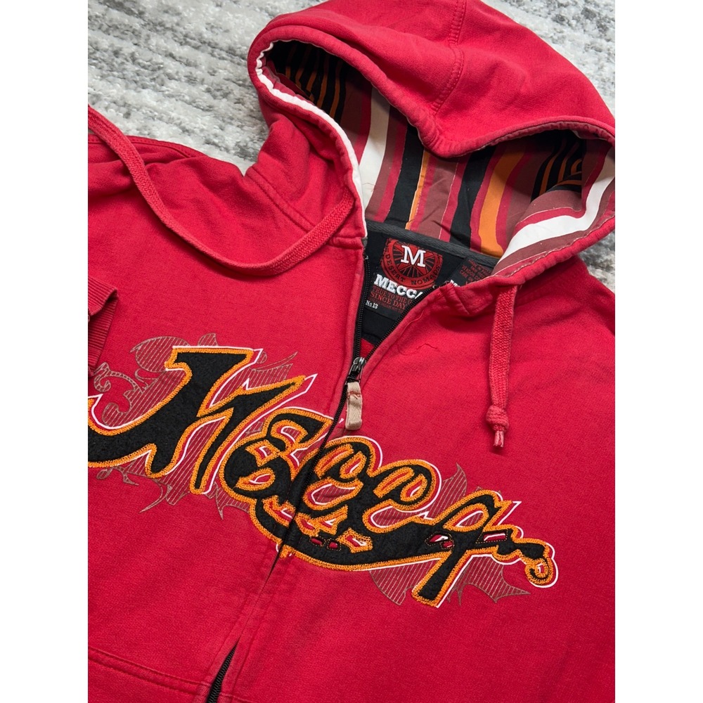 Mecca Hoodie Men XL Red Full Zip Graphic Embroidered Desert Nomad Y2K Streetwear